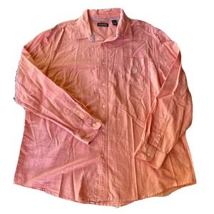 Mens Chaps Easy Care Long Sleeve Coral Button Front Shirt Size XXL 2XL Preppy